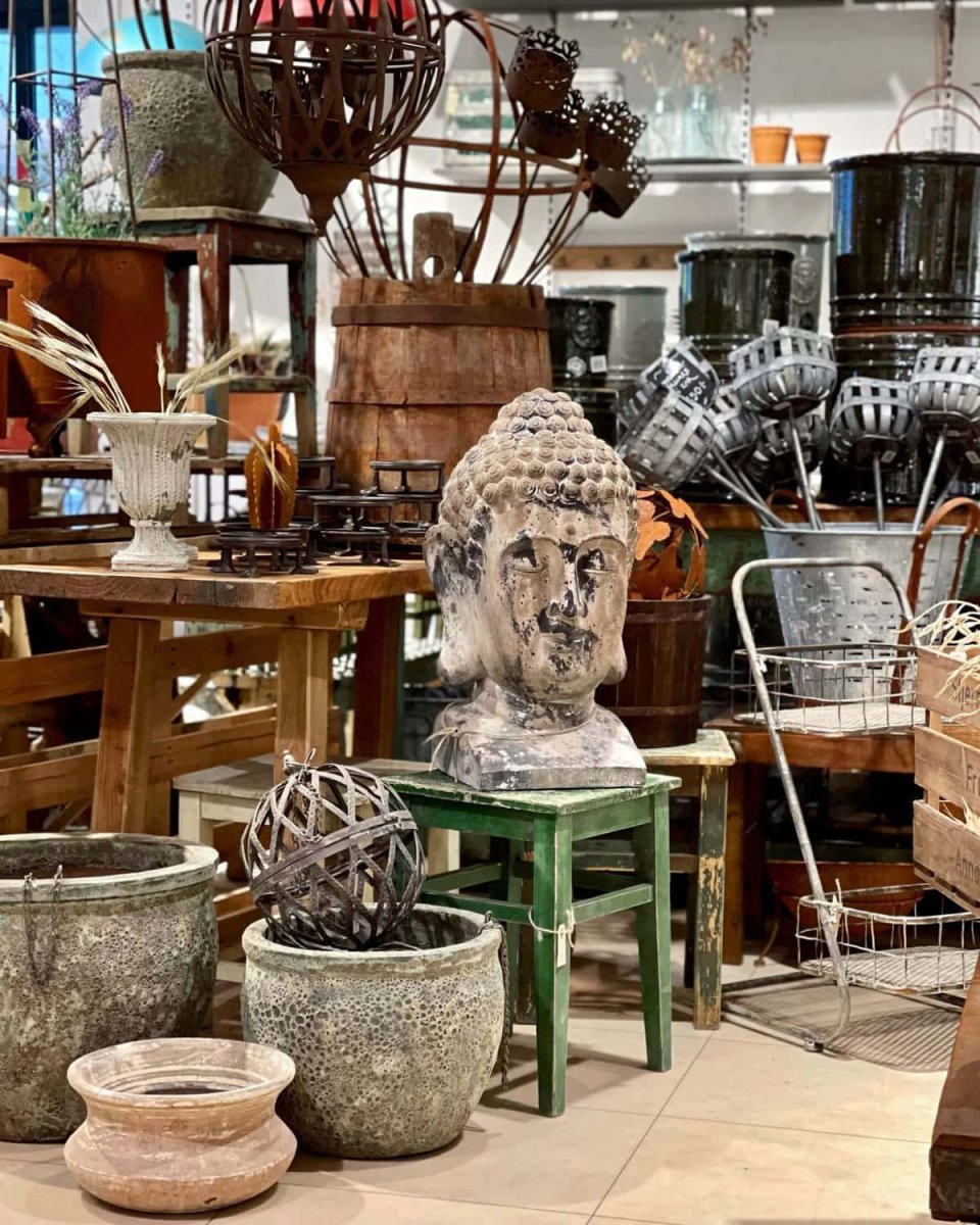 Stort patinerat buddahuvud - Bild 3