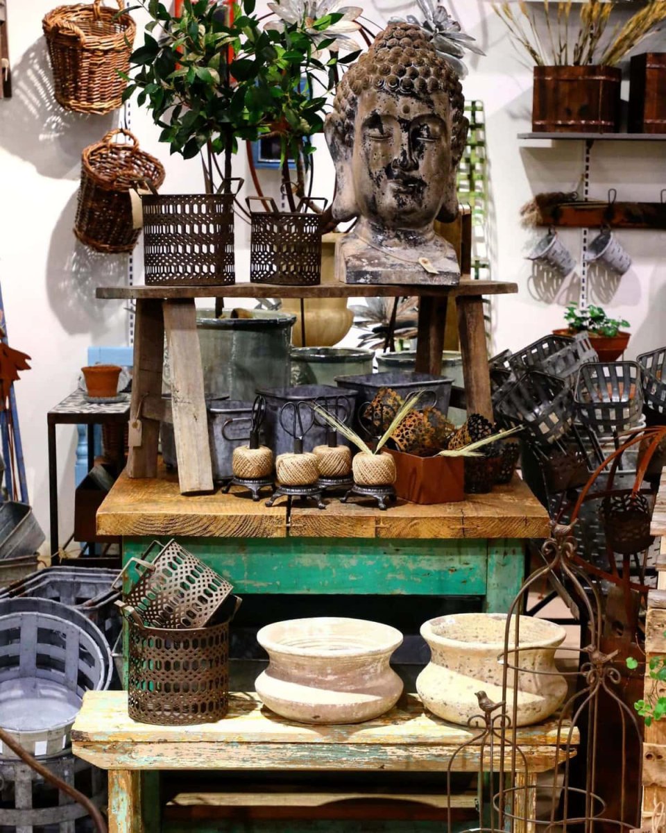 Stort patinerat buddahuvud - Bild 4