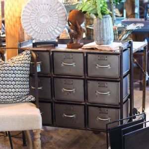 Byrå industri nio lådor