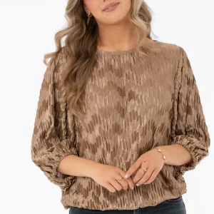 Jewel Plisse Blouse Golden Sand