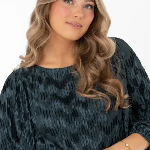 Jewel Plisse Blouse Velvet Blue
