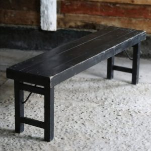 Träbänk återbrukat trä svart 100-160 cm