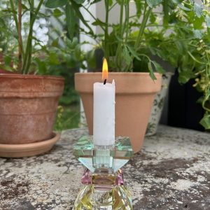 Krystal Ljusstake Gul/rosa/mint