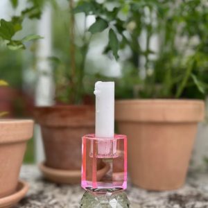 Krystal Ljusstake Grå/rosa