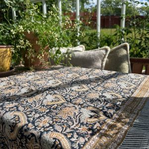 Linneduk Oriental Navy Blue
