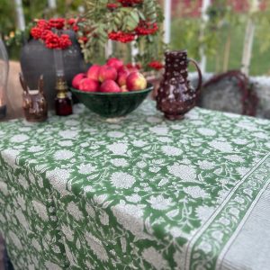 Indian Rose Green Linneduk
