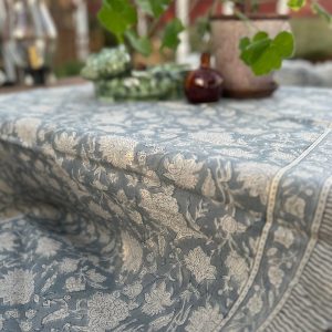 Indian Rose Dusty Blue Linneduk